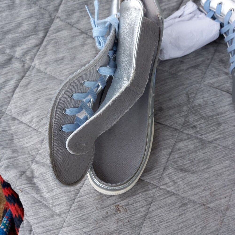 Billy Footwear Metallic Silver Butterfly Lace High Top Zip Adaptive Size 9 - Picture 6 of 11